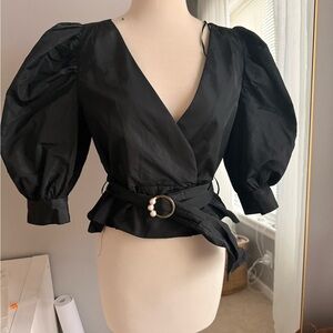 Zara Black Puff Sleeve Blouse